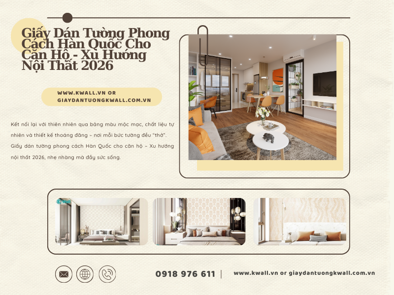 Giấy dán tường phong cách Hàn Quốc cho căn hộ