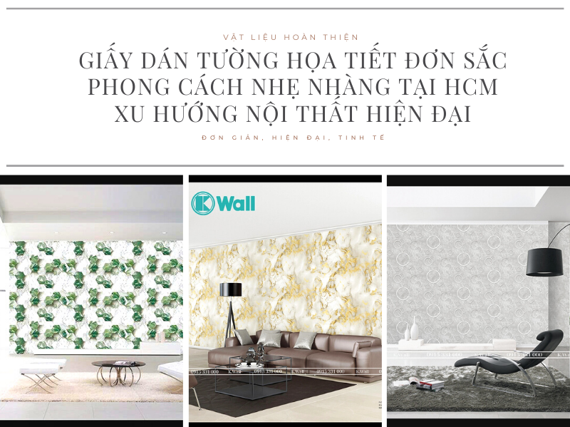 Giấy dán tường họa tiết đơn sắc phong cách nhẹ nhàng tại HCM