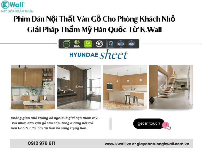 Phim dán nội thất vân gỗ cho phòng khách nhỏ