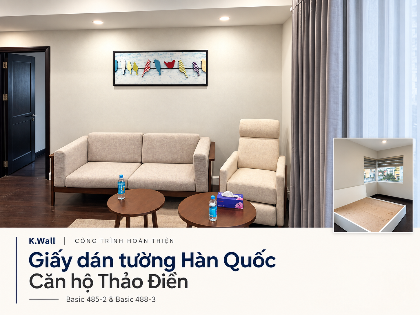 K.Wall vừa hoàn thiện thi công giấy dán tường Hàn Quốc cho căn hộ cao cấp tại khu vực Thảo Điền