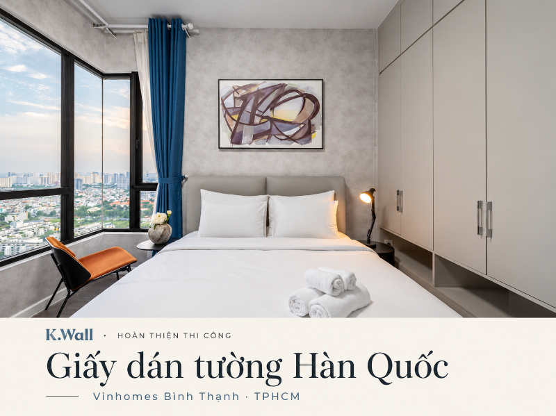 Hoàn thiện thi công giấy dán tường Hàn Quốc tại Vinhomes Bình Thạnh – Công trình K.Wall