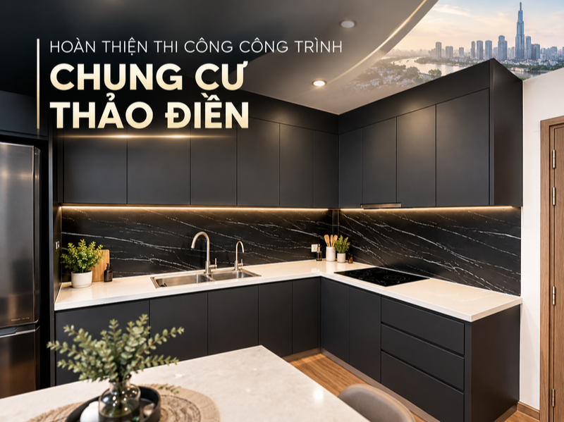 Hoàn thiện thi công công trình chung cư Thảo Điền với phim dán nội thất Infeel SL522