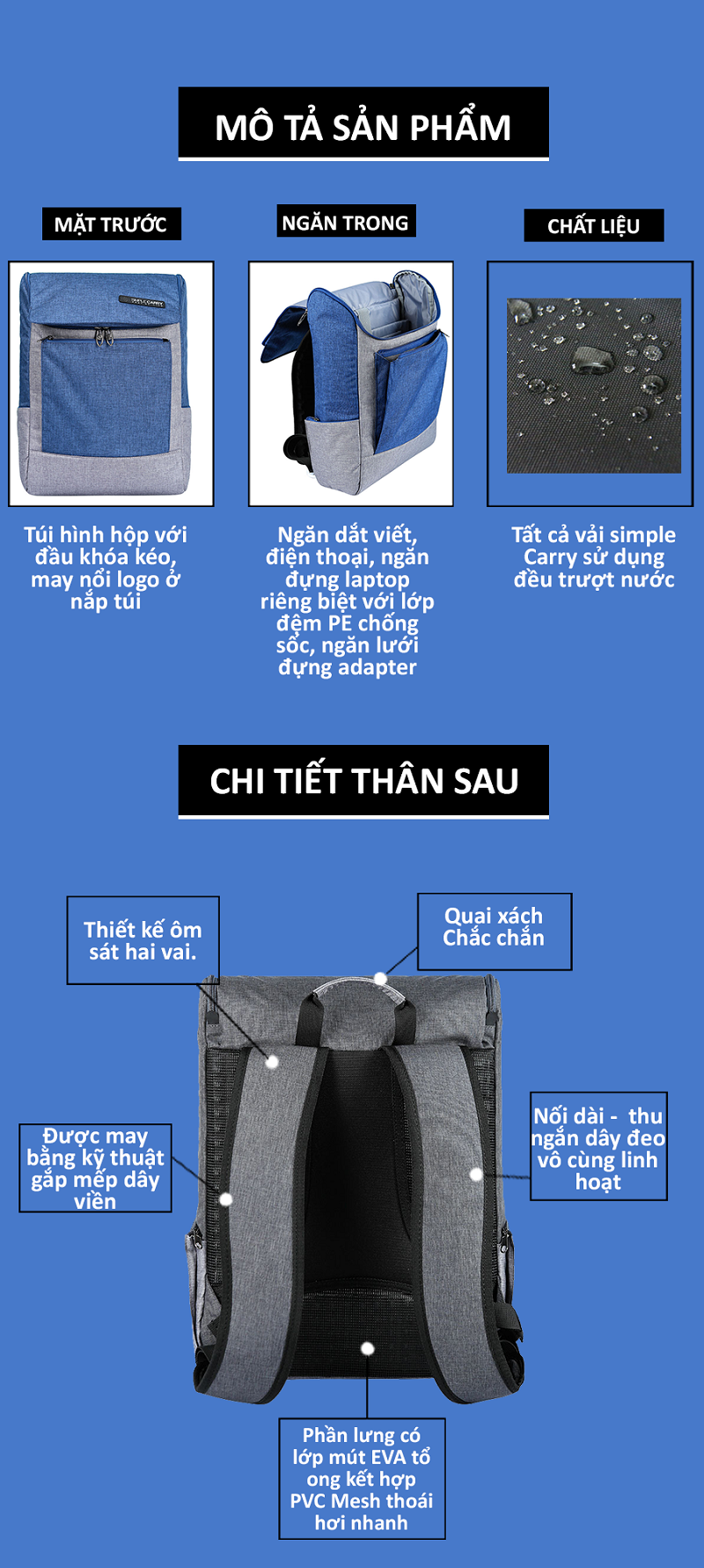 Balo đựng laptop Simplecarry K1 dep