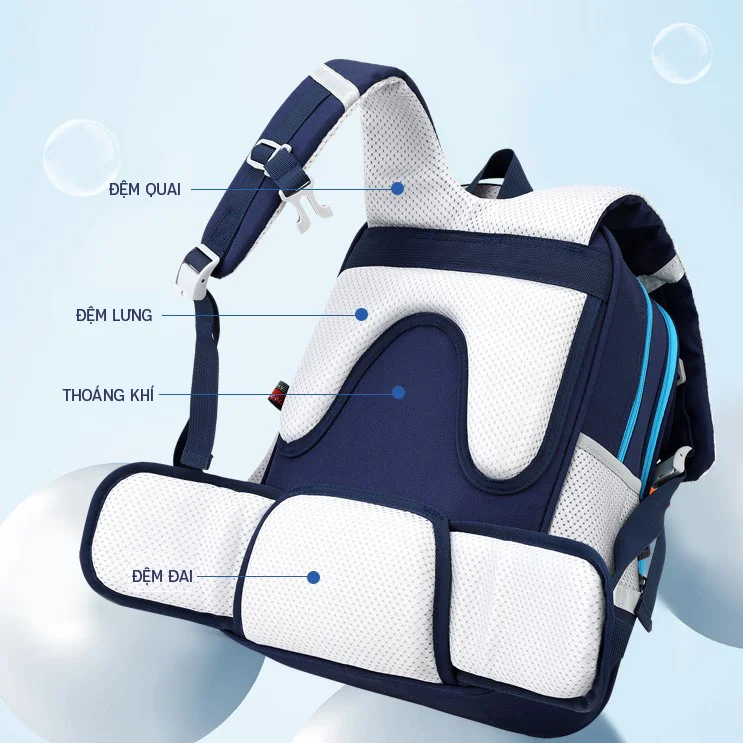 Balo học sinh chống gù BEISITE kèm đai hình thú dep55
