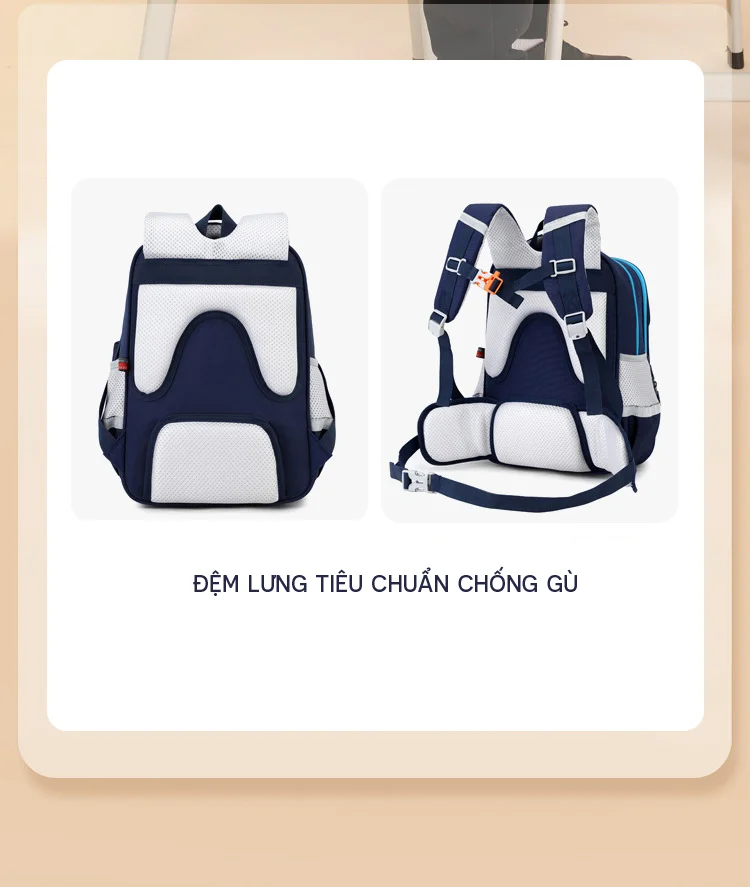 Balo học sinh chống gù BEISITE kèm đai hình thú dep5