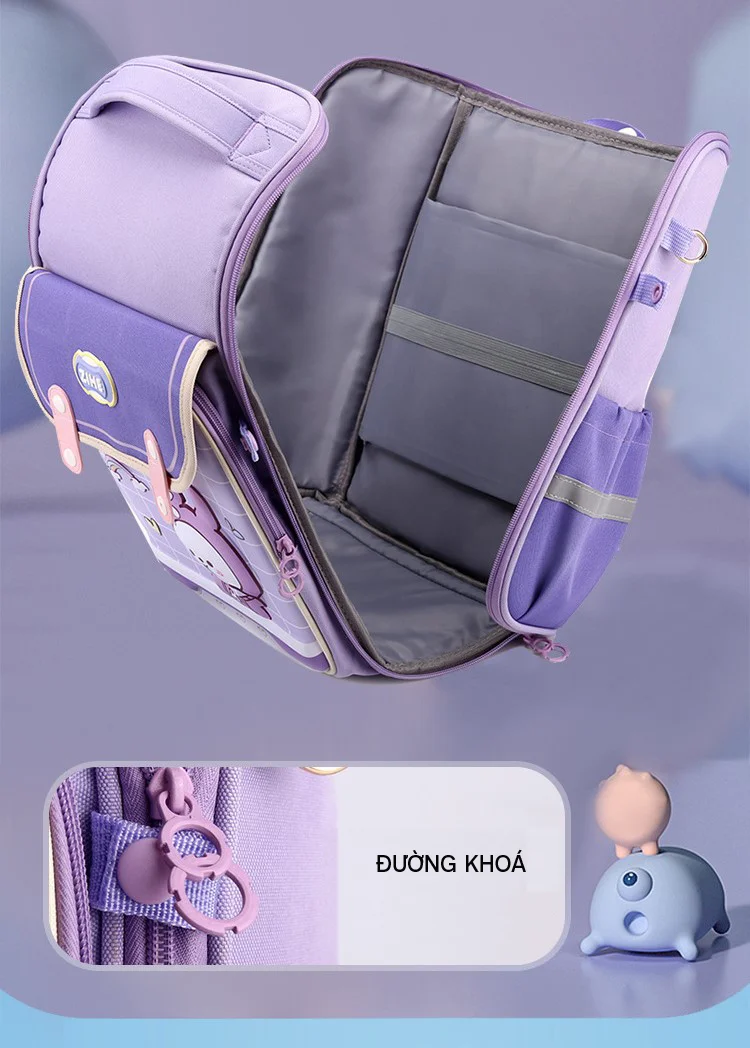 Balo tiểu học ZIHE hoạ tiết hình thú 3D dep2