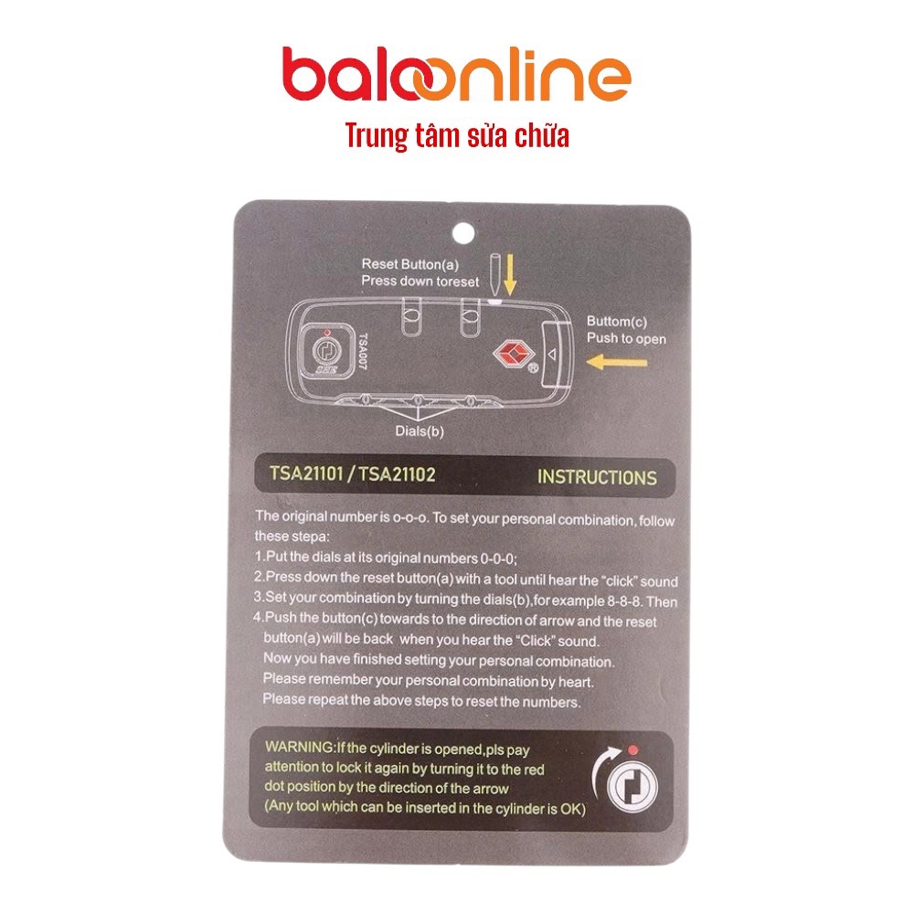 Khoá số vali kéo TSA an toàn N2 8 9