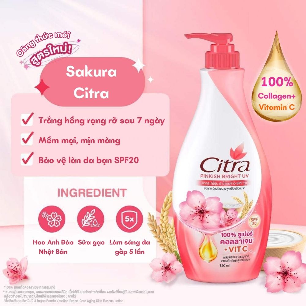 Sữa Dưỡng Thể Trắng Da Chống Nắng Citra Pearly White UV Thái Lan 320ml