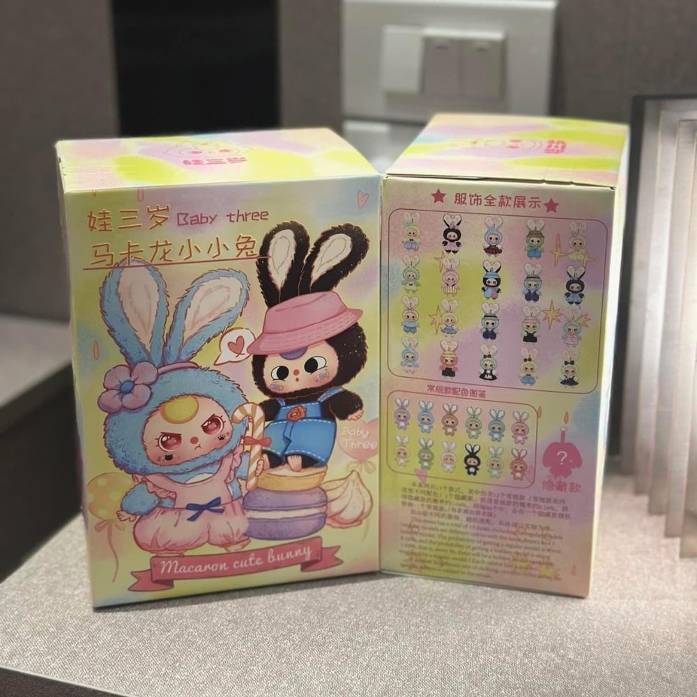 Baby Three Bunny Macaron Blindbox Hộp Mù Ngẫu Nhiên Búp Bê Mô Hình Đồ Chơi Trang Trí Quà Tặng