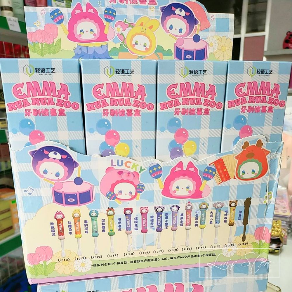 Blind box Bàn Chải Đánh Răng EMMA RUA RUA ZOO Hộp Mù Ngẫu Nhiên Kiểu Dáng Đáng Yêu Cho Bé Và Mẹ