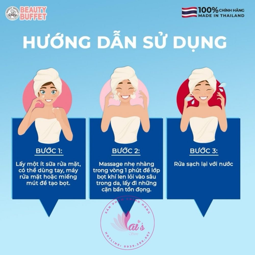 Sữa Rửa Mặt Trắng Da Sữa Bò Scentio Milk Plus Beauty Buffet Thái Lan Tạo Bọt Dưỡng Trắng, Trẻ Hoá Da