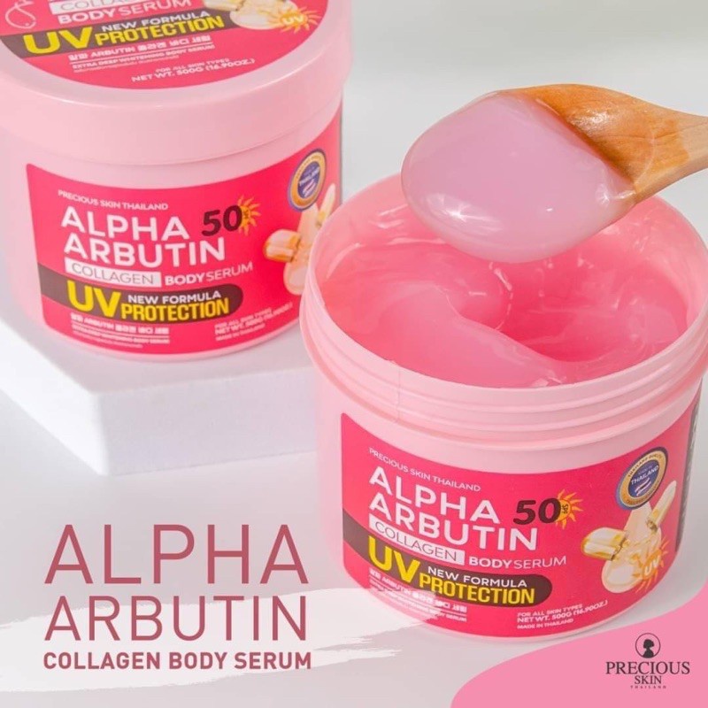 Kem Dưỡng Trắng Da Chống Nắng Alpha Arbutin Collagen 500g UV 50 SPF Precious Skin Thailand