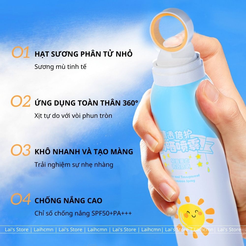 Xịt Chống Nắng Toàn Thân Shi Liluo SPF50+ PA+++ 150ml Bảo Vệ Da Chống Tia UV
