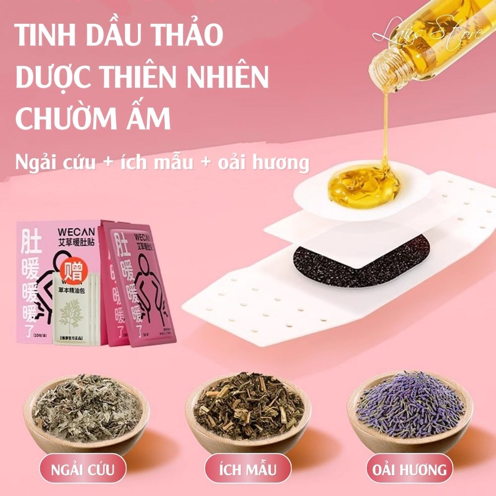 Miếng Dán Ấm Bụng Tinh Dầu Ngải Cứu WECAN Làm Ấm Cơ Thể, Giảm Đau Bụng Kinh