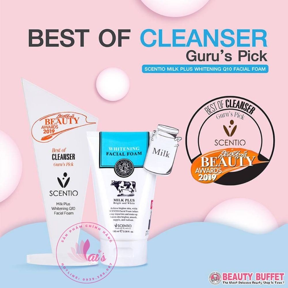 Sữa Rửa Mặt Trắng Da Sữa Bò Scentio Milk Plus Beauty Buffet Thái Lan Tạo Bọt Dưỡng Trắng, Trẻ Hoá Da