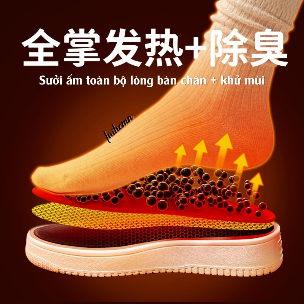 Miếng Lót Giày Giữ Nhiệt Giữ Ấm Bàn Chân WECAN Công Nghệ Nhật Bản Khử Mùi Hôi, Tự Sưởi Ấm