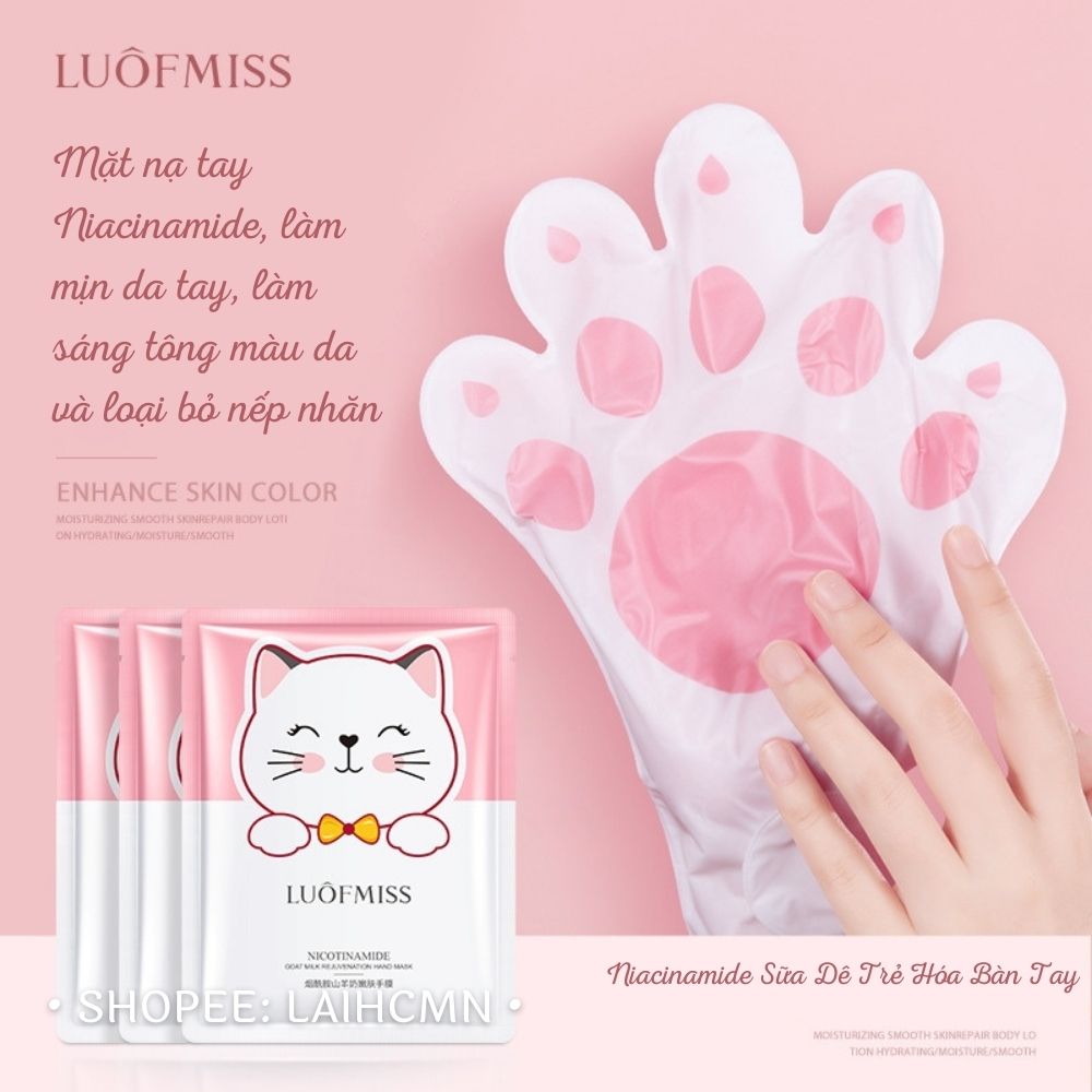 Mặt Nạ Dưỡng Da Tay Mèo Chiết Xuất Sữa Dê Luôfmiss Dưỡng Ẩm, Giảm Nứt Nẻ Tay
