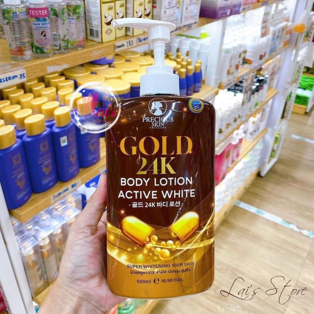 Sữa Dưỡng Thể Trắng Da GOLD 24K Body Lotion Active White Precious Skin Thailand 500ml