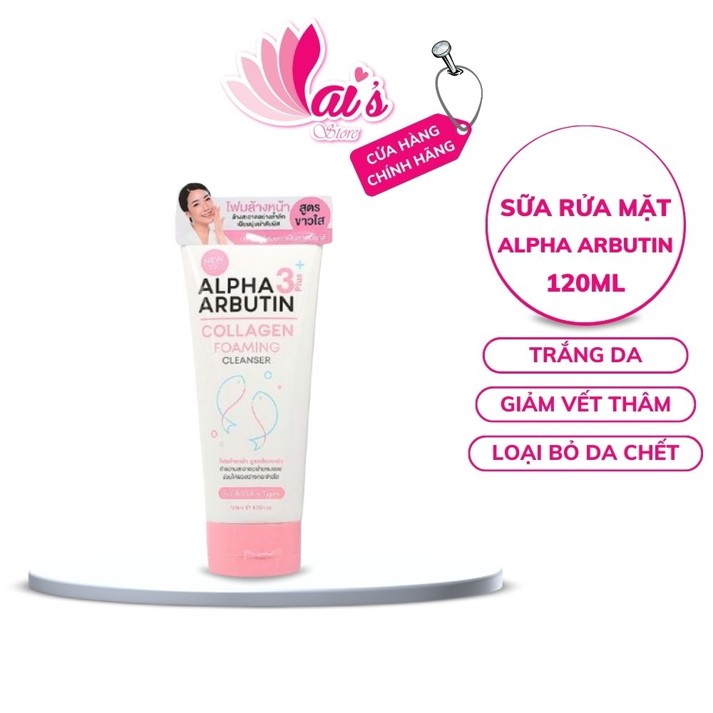 Sữa Rửa Mặt Trắng Da Ngừa Mụn Alpha Arbutin Collagen Foaming Cleanser Thái Lan 120ml