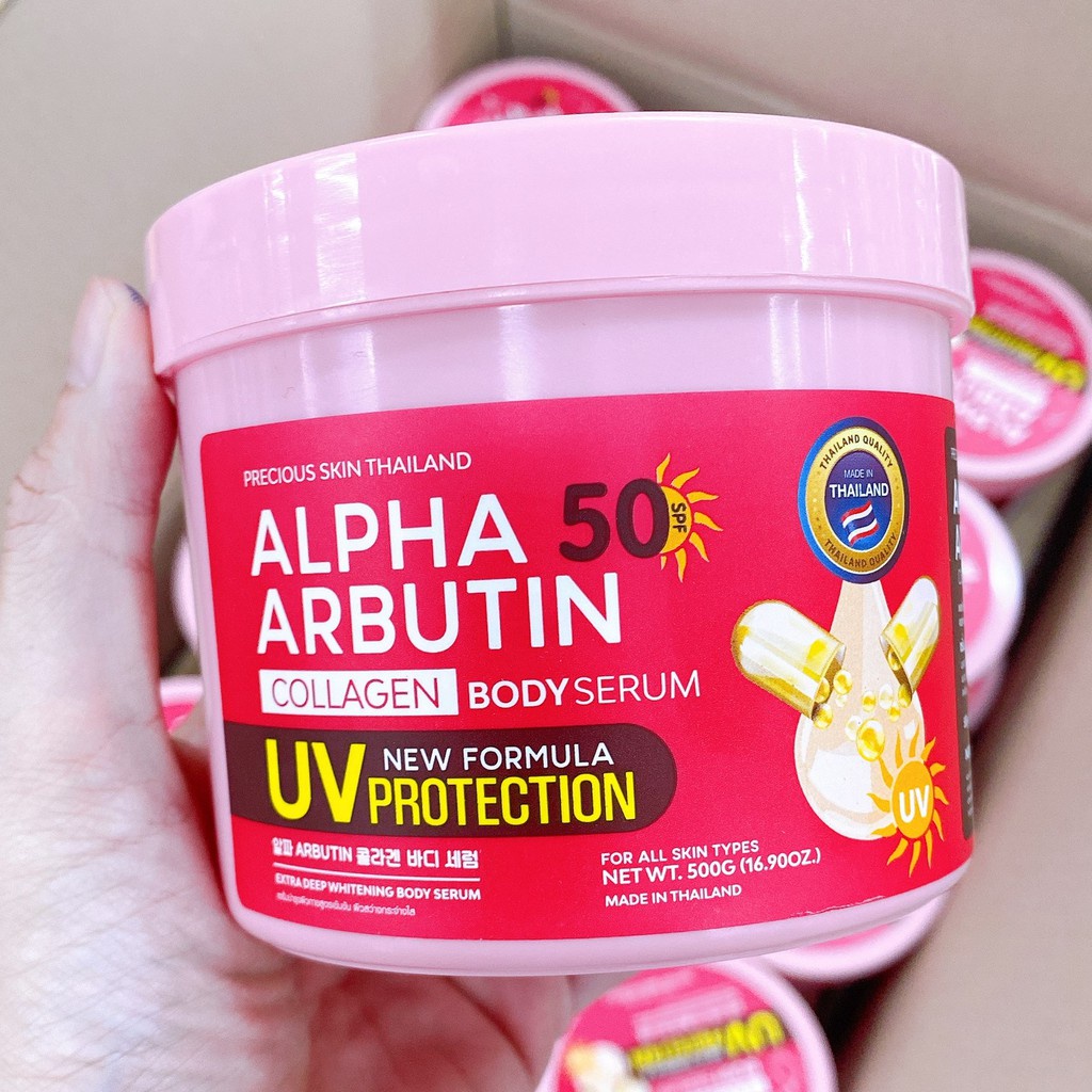 Kem Dưỡng Trắng Da Chống Nắng Alpha Arbutin Collagen 500g UV 50 SPF Precious Skin Thailand