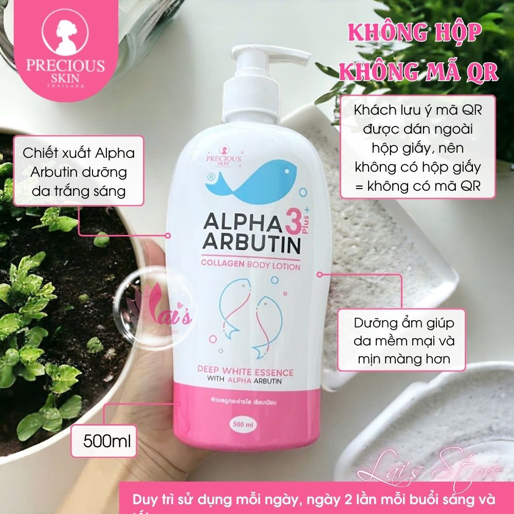 Sữa Dưỡng Thể Trắng Da Alpha Arbutin Collagen Lotion Precious Skin Thái Lan 500ml