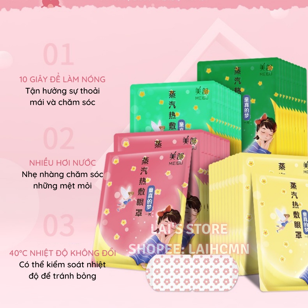 Combo 10 Miếng Mặt Nạ Mắt Nóng Meibu Xông Hơi Mắt Chườm Nóng Giúp Giảm Mỏi Mắt
