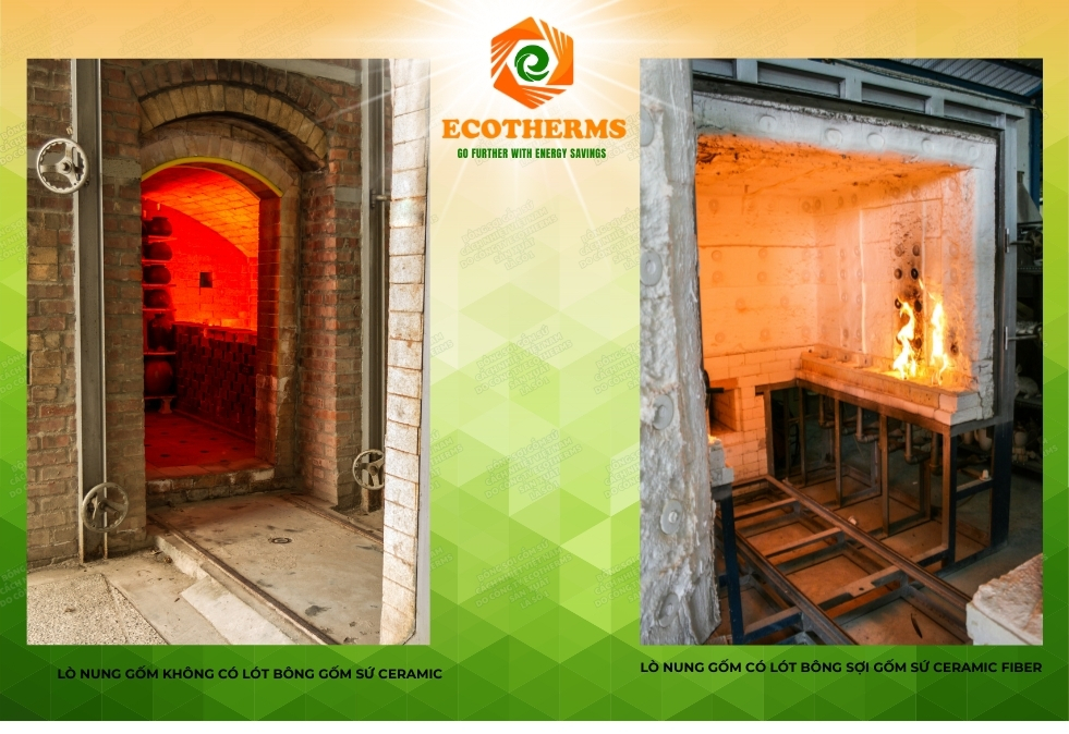 Bông gốm sứ ECOTHERMS đáp ứng yêu cầu cách nhiệt, chống nóng,  giúp bảo ôn hiệu quả khi tái làm nóng lò, giảm tiêu thụ nhiên liệu, giúp tăng chí lợi nhuận