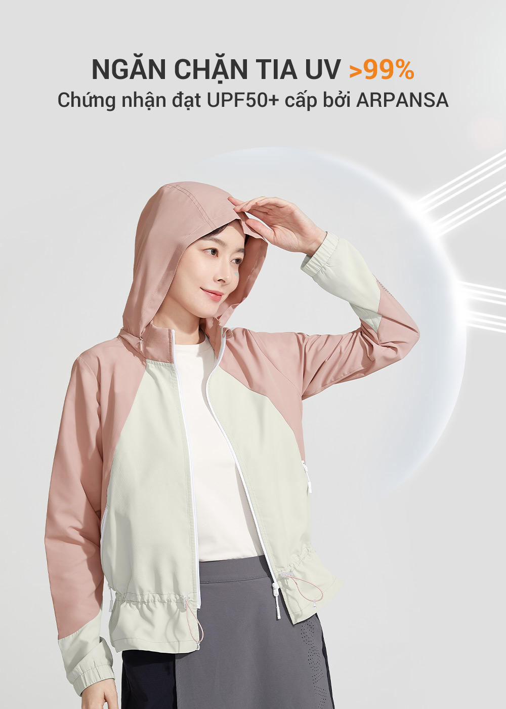 Áo khoác chống nắng nữ UV100 Suptex-REC AC24001