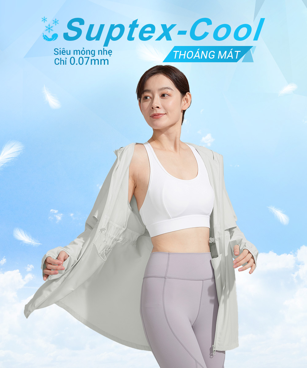 Áo khoác chống nắng nữ UV100 Suptex-Cool AL24060 vành nón rời