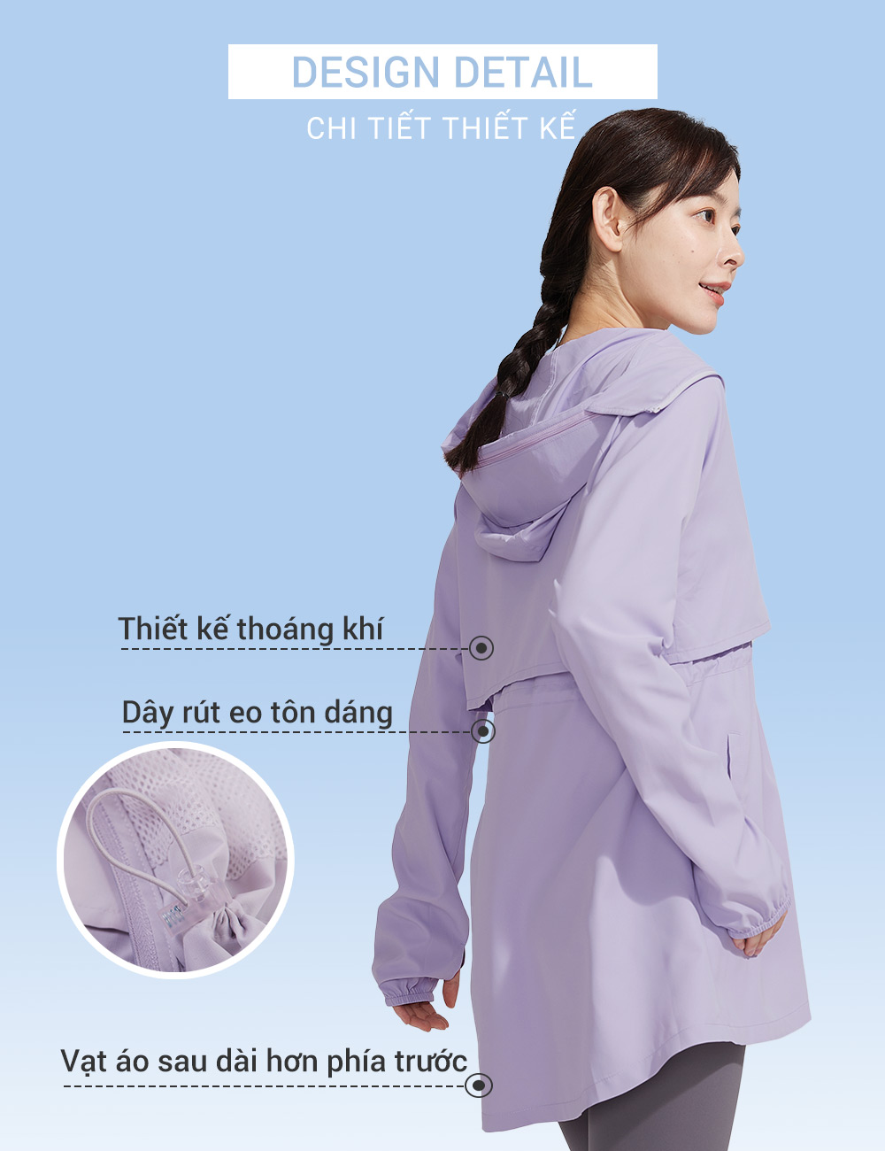 Áo khoác chống nắng nữ UV100 Suptex-Cool AL24060 vành nón rời