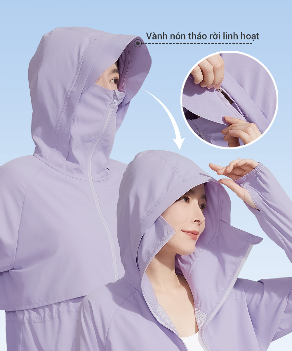 Áo khoác chống nắng nữ UV100 Suptex-Cool AL24060 vành nón rời
