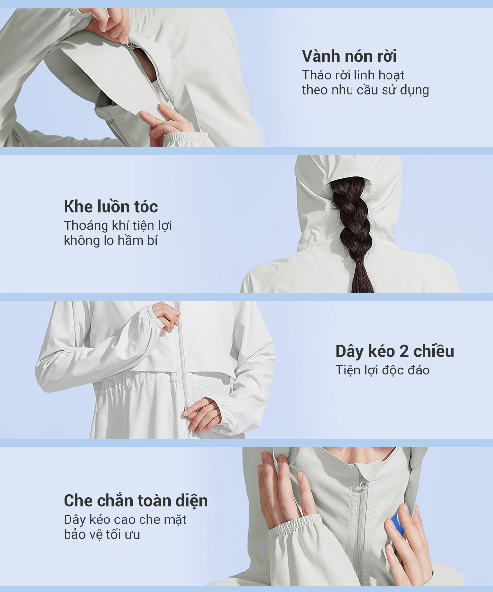 Áo khoác chống nắng nữ UV100 Suptex-Cool AL24060 vành nón rời