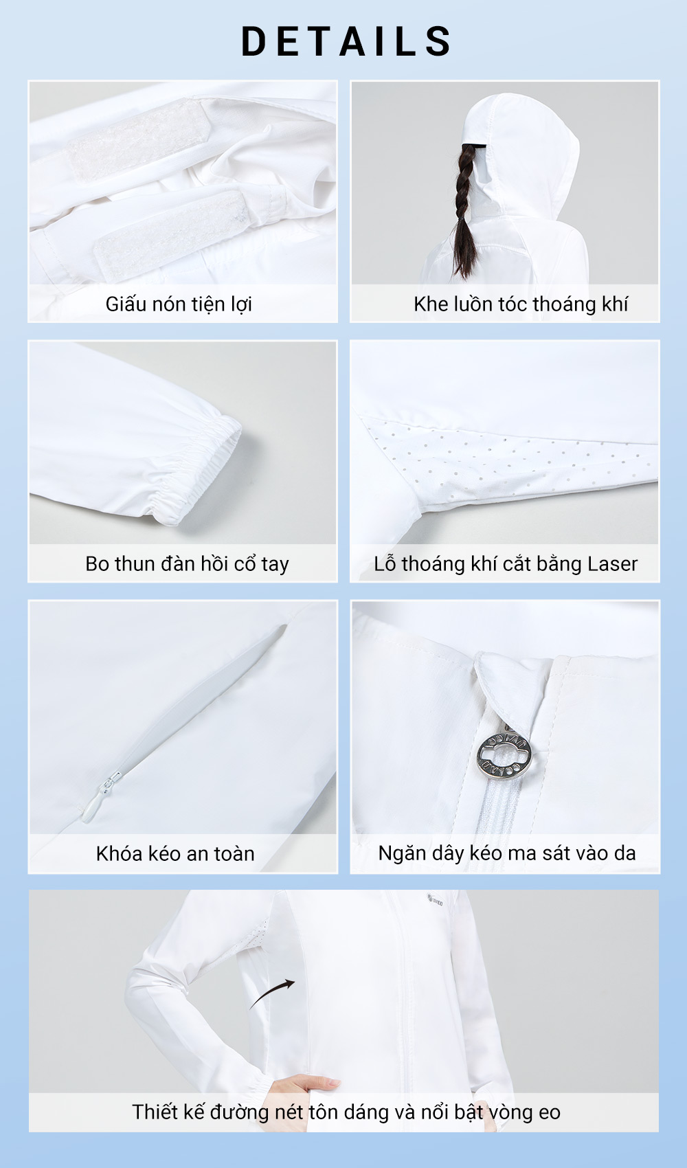Áo khoác chống nắng nữ UV100 Suptex-Cool Slim-fit AA24528 giấu được nón