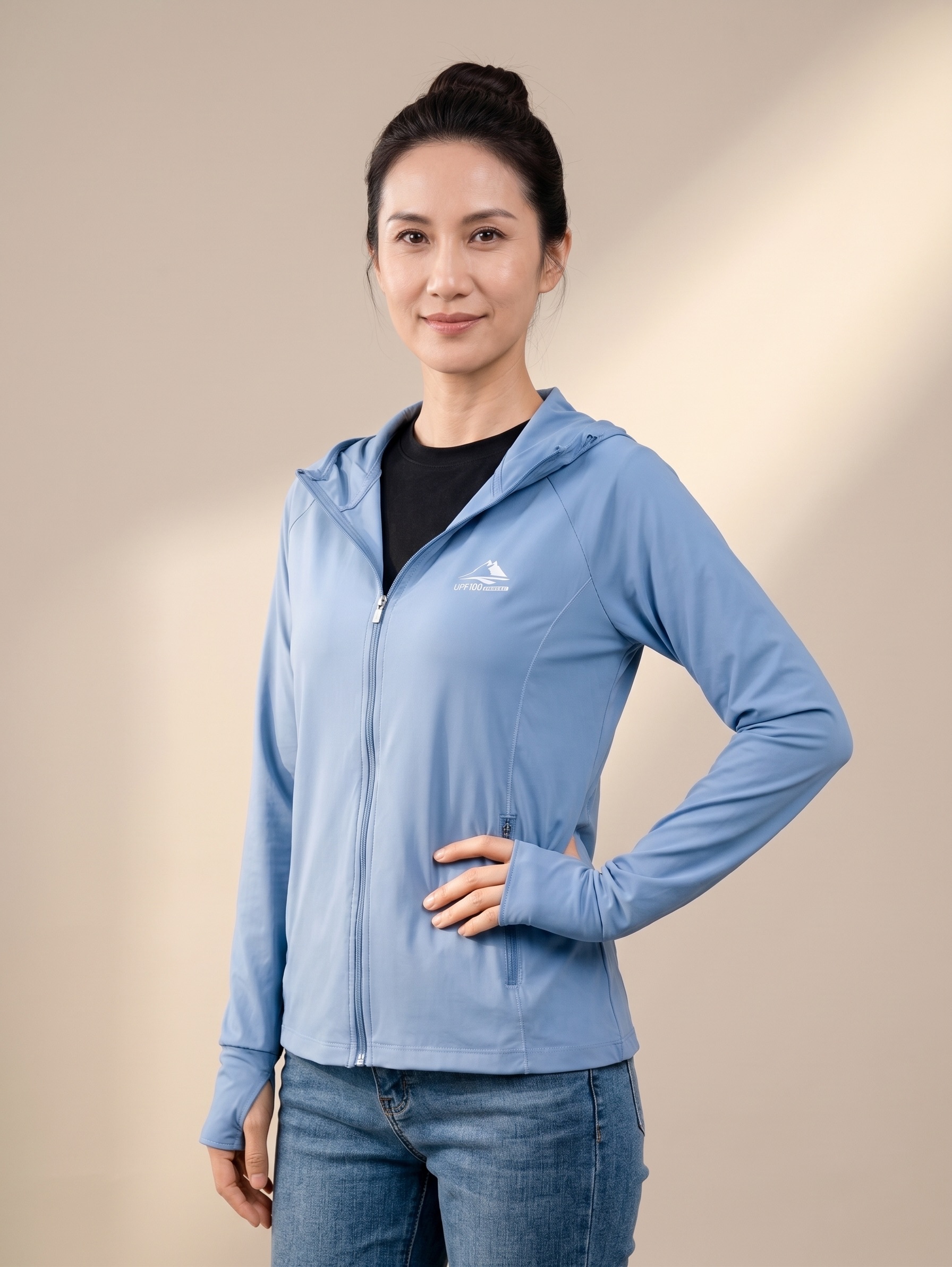 UPF100 | Áo khoác chống nắng nữ WJ25004 dây kéo cao che mặt