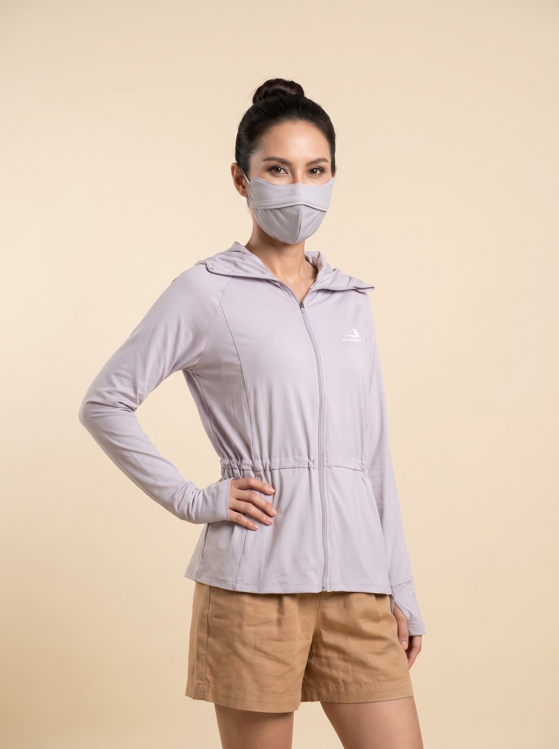 Áo khoác chống nắng nữ UPF100 WJ25003 phối bo eo tôn dáng