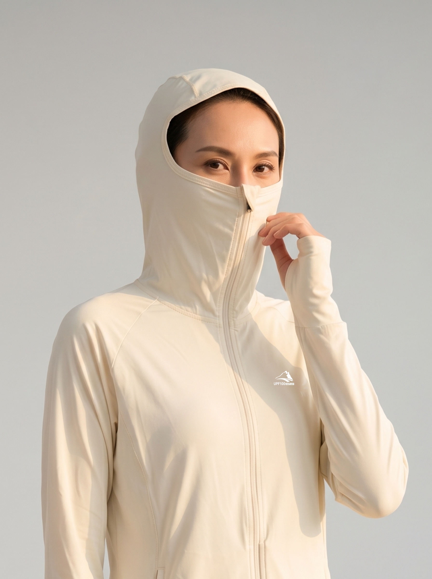 UPF100 | Áo khoác chống nắng nữ WJ25004 dây kéo cao che mặt