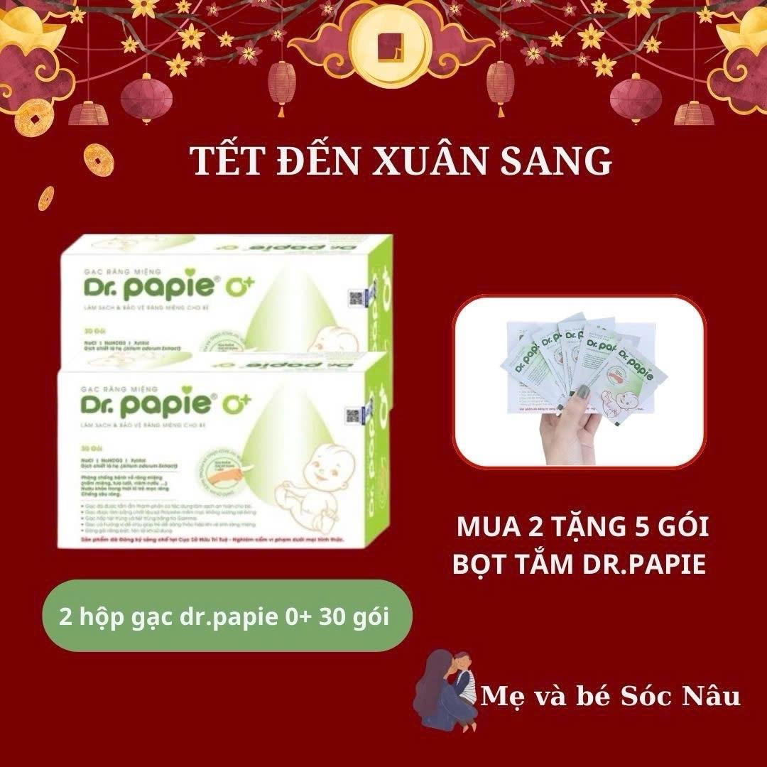 (Tặng 5 gói gạc rơ lưỡi) COMBO 2 HỘP GẠC RƠ LƯỠI DR.PAPIE O + DÀNH CHO BÉ TỪ SƠ SINH