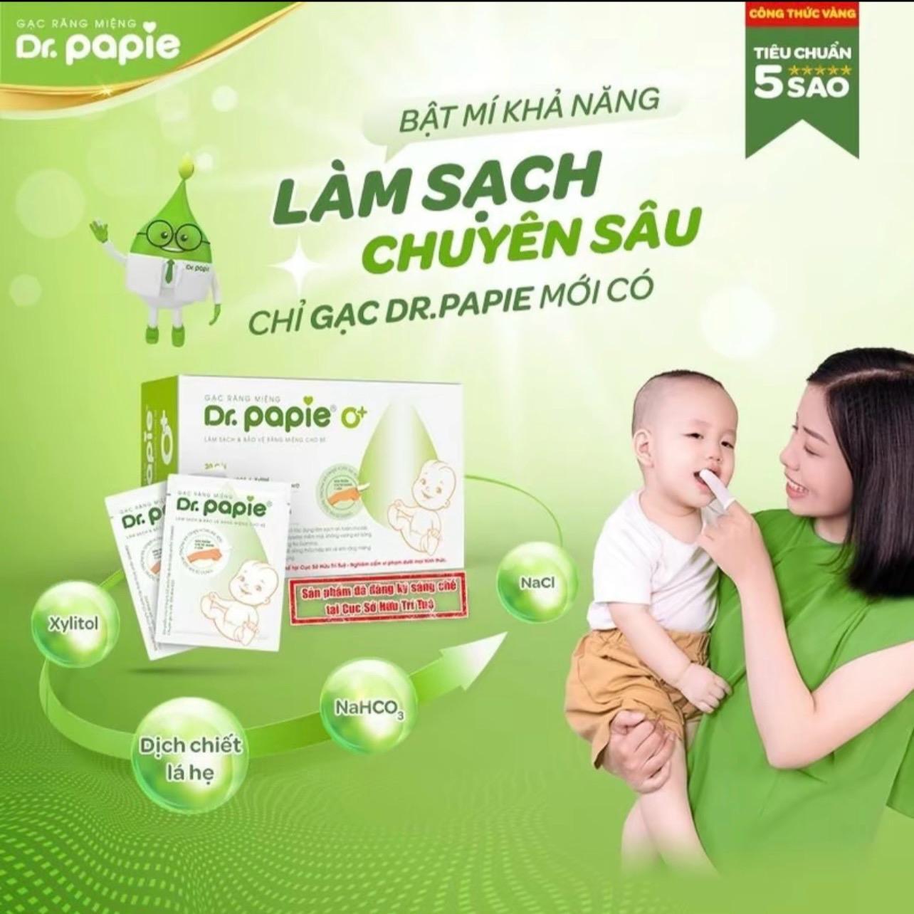 (Tặng 5 gói gạc rơ lưỡi) COMBO 2 HỘP GẠC RƠ LƯỠI DR.PAPIE O + DÀNH CHO BÉ TỪ SƠ SINH