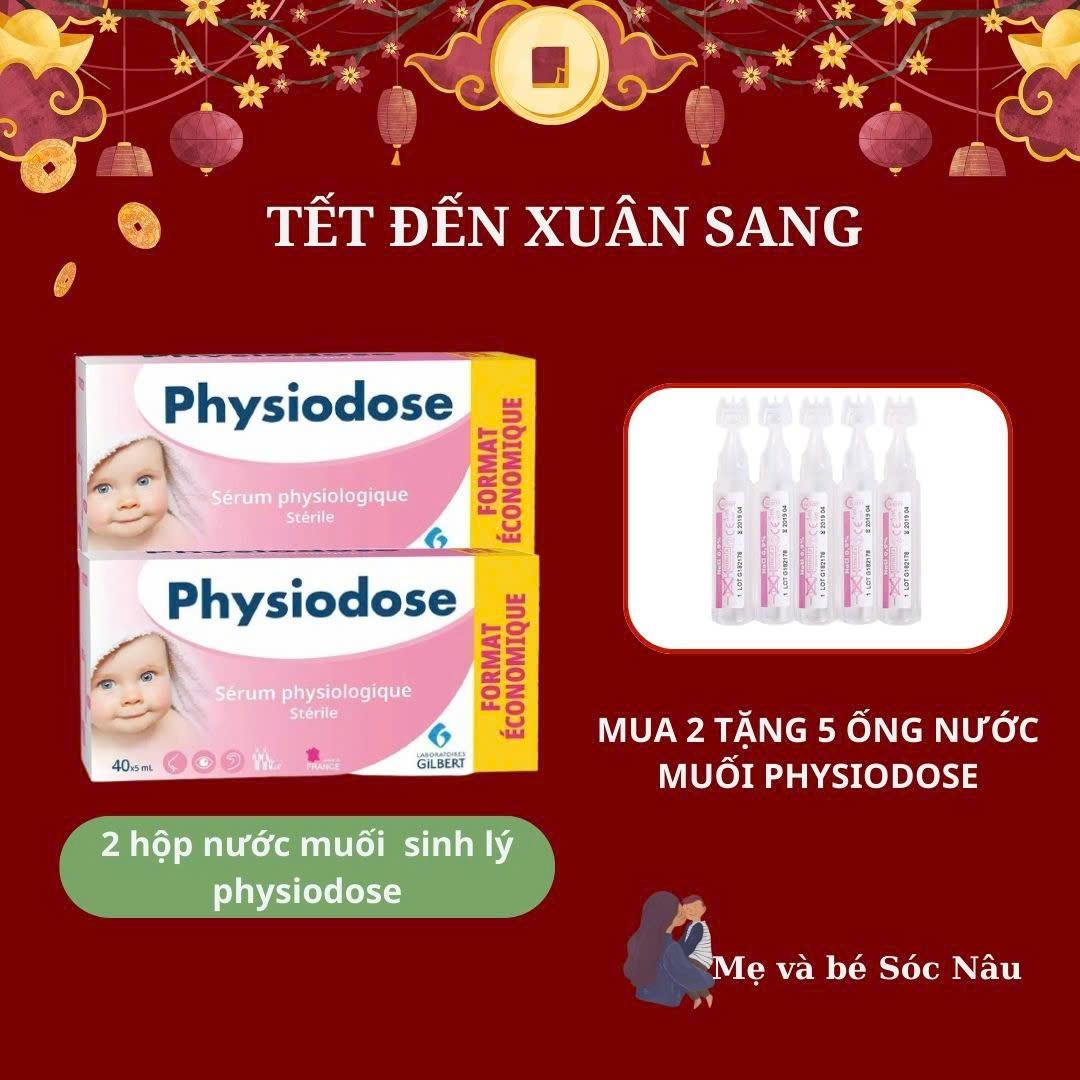 (MUA 2 TẶNG 5 ỐNG NƯỚC MUỐI) Nước muối Physiodose nội địa  cho bé (40 ống x 5ml)