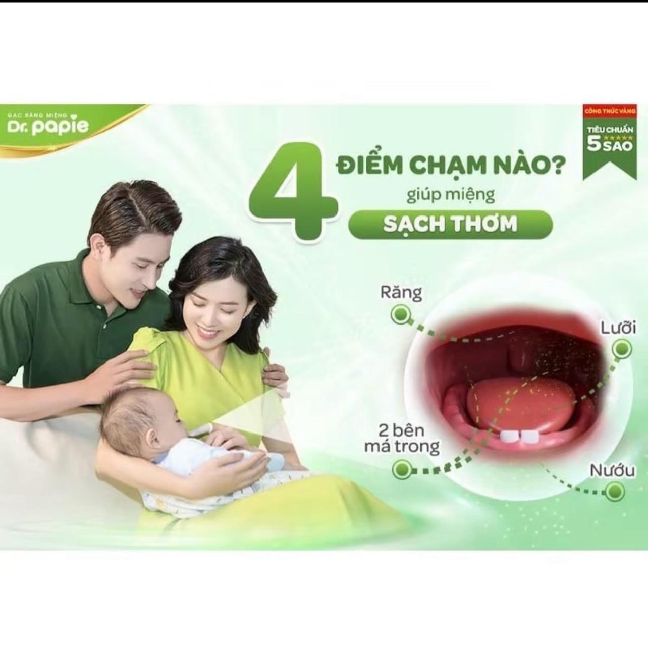 (MUA 2 TẶNG 5 gói gạc rơ lưỡi) GẠC RƠ LƯỠI DR.PAPIE CHO BÉ (HỘP 30 gói)
