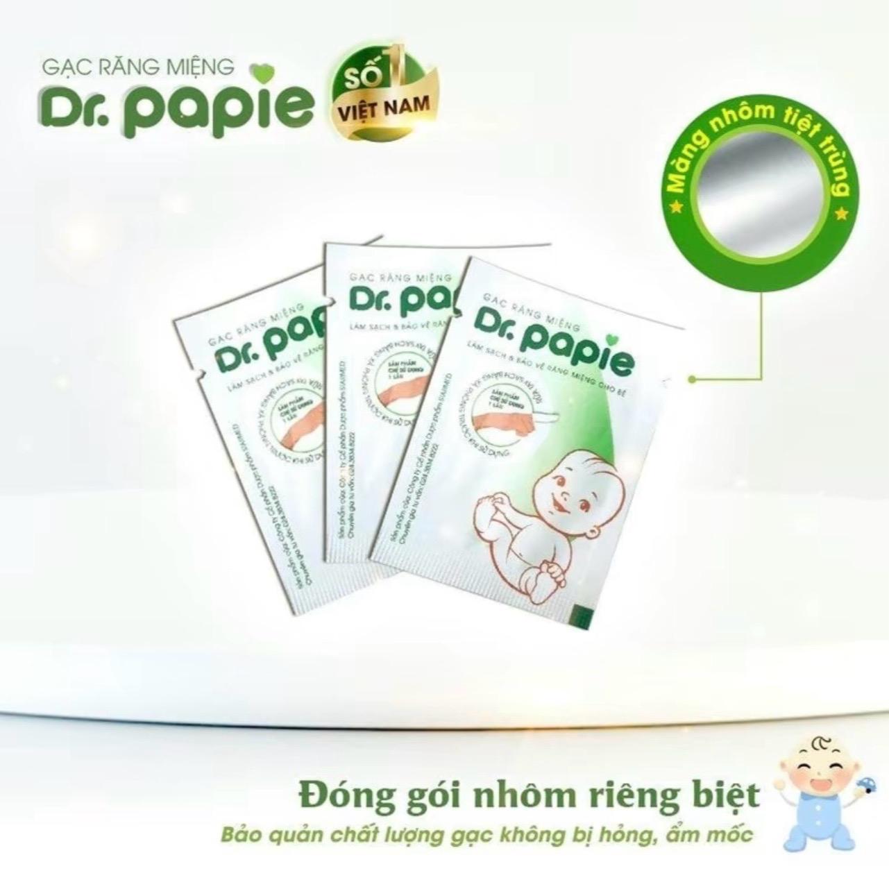 (MUA 2 TẶNG 5 gói gạc rơ lưỡi) GẠC RƠ LƯỠI DR.PAPIE CHO BÉ (HỘP 30 gói)