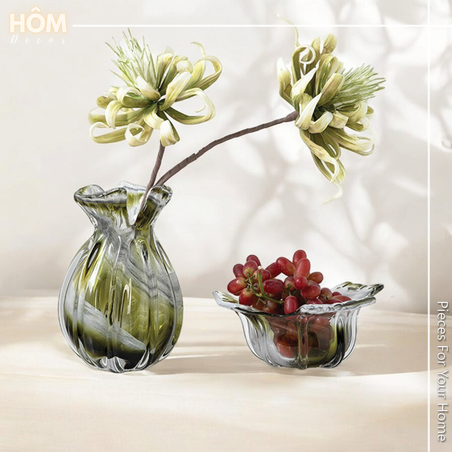 Bình hoa miệng loe xanh lá