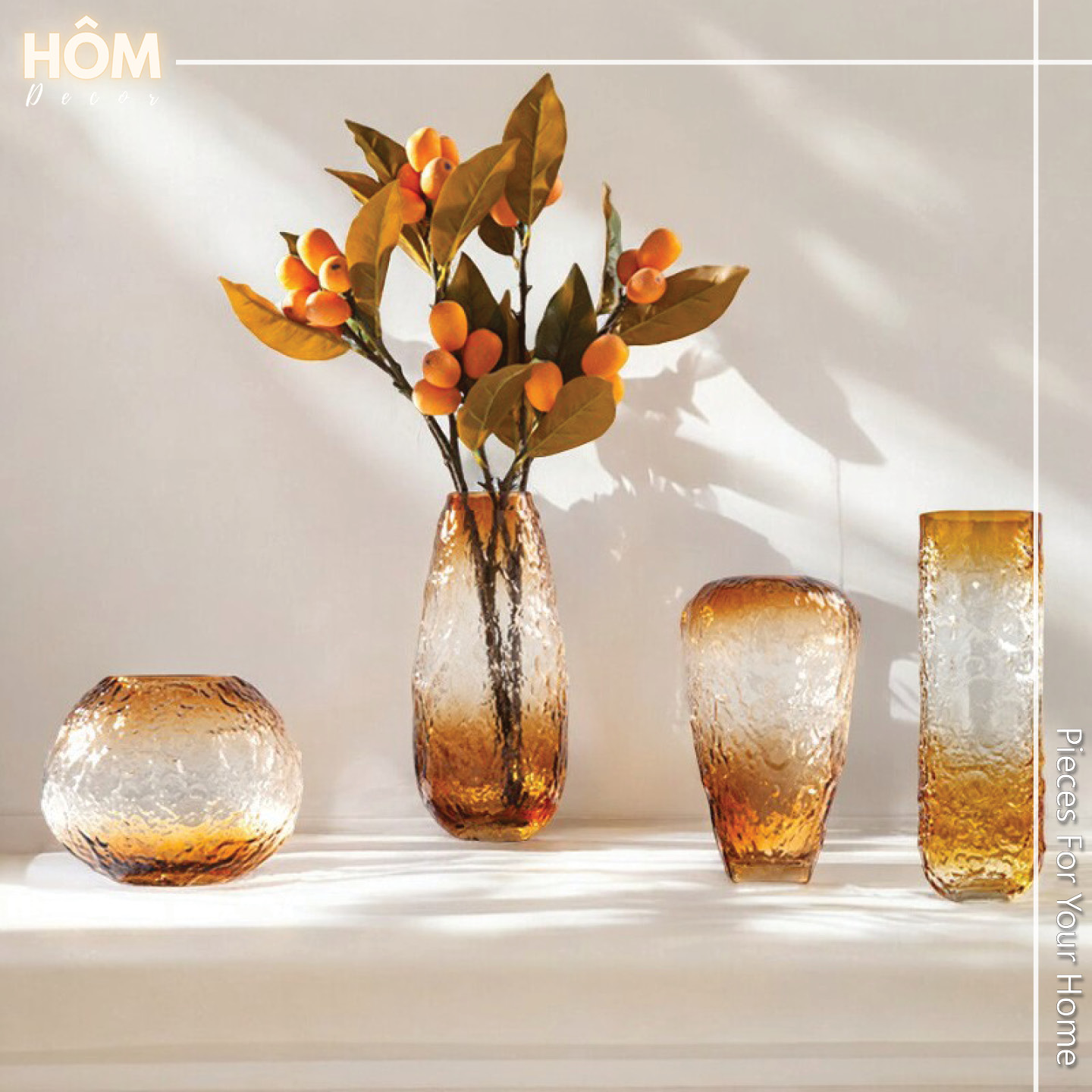 Bình hoa thủy tinh hổ phách