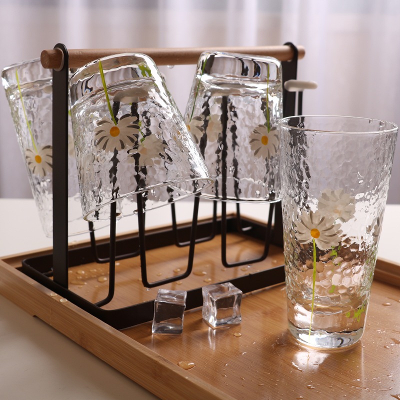 Cốc/ly nước thủy tinh in hình bông cúc