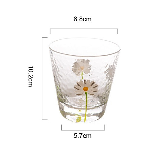 Cốc/ly nước thủy tinh in hình bông cúc