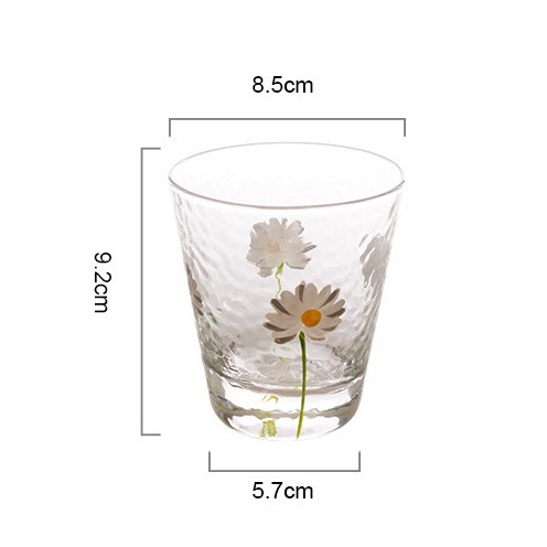 Cốc/ly nước thủy tinh in hình bông cúc