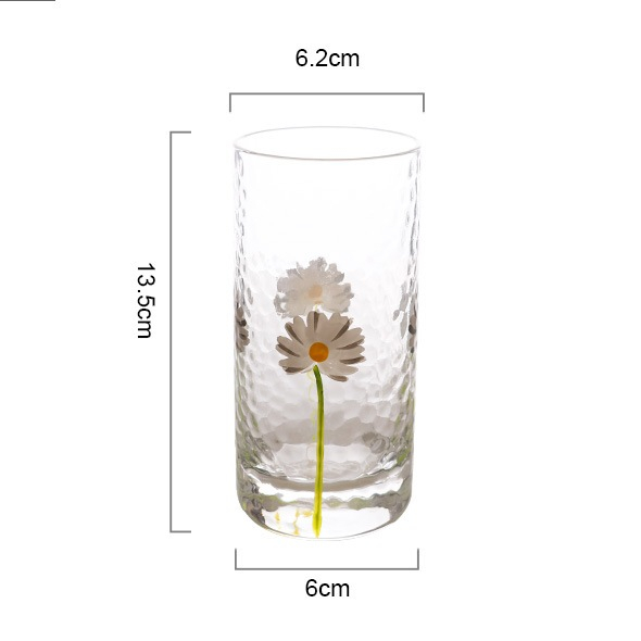 Cốc/ly nước thủy tinh in hình bông cúc
