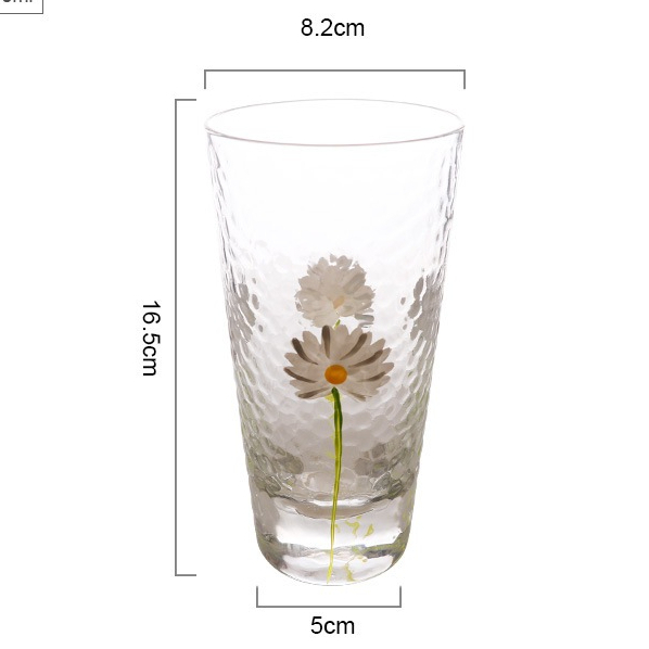 Cốc/ly nước thủy tinh in hình bông cúc