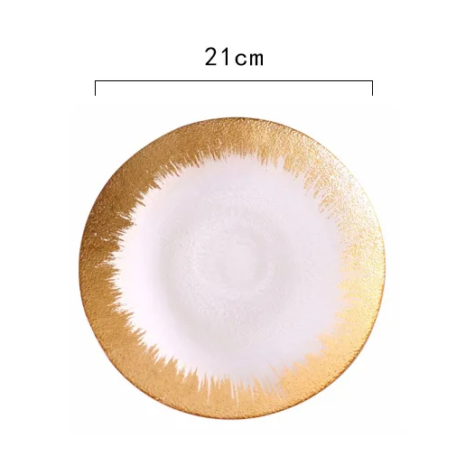 Dĩa thủy tinh phối vàng