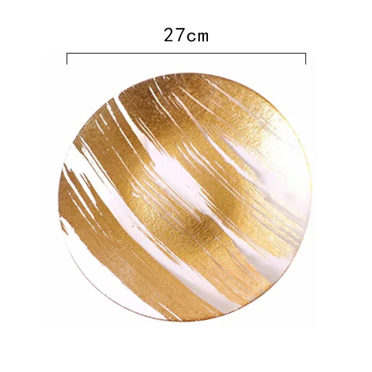 Dĩa thủy tinh phối vàng